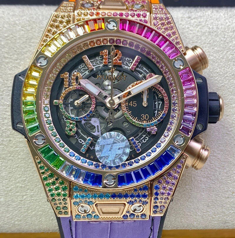 Hublot BIG BANG Unico 411.OX.9910.LR.0999 ZF Factory 1:1 Best Edition Replica Watch Rainbow Diamond Case